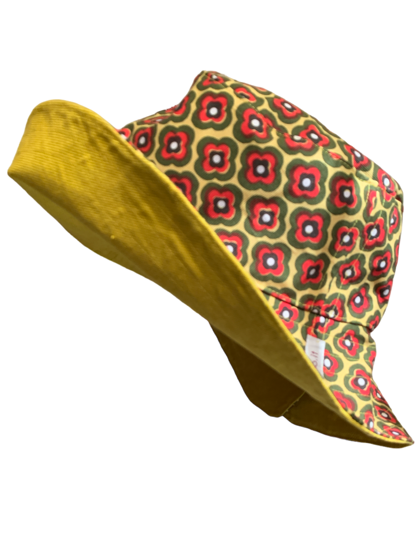 Cappello Fiori rossi su Senape