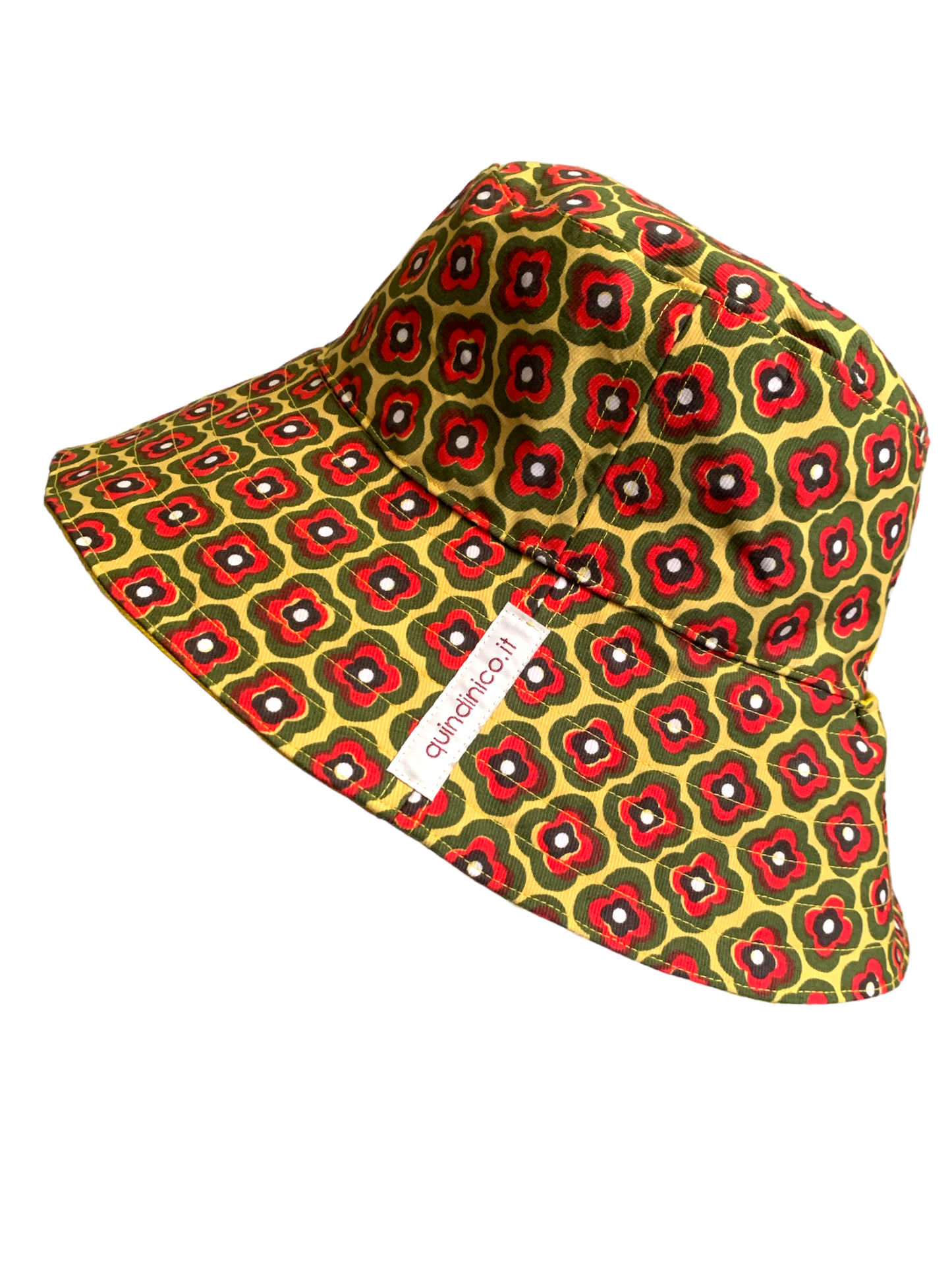 Cappello Fiori rossi su Senape