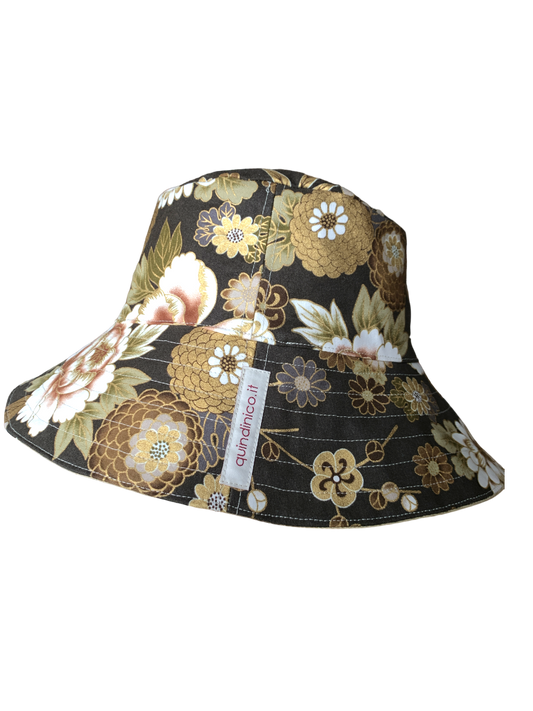 Cappello Fiori Jap marrone